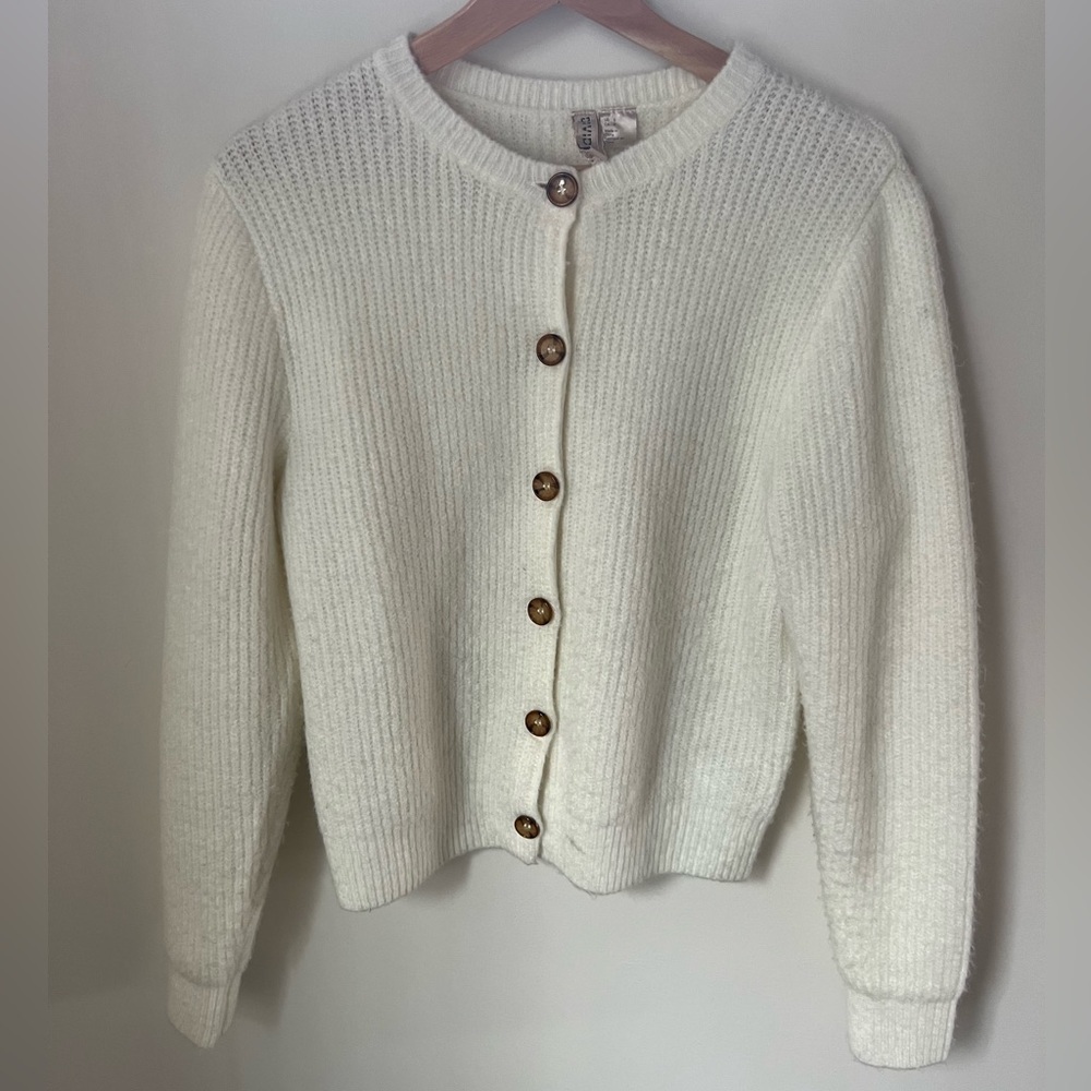 Women's Cream Button-Up Sweater cardigan